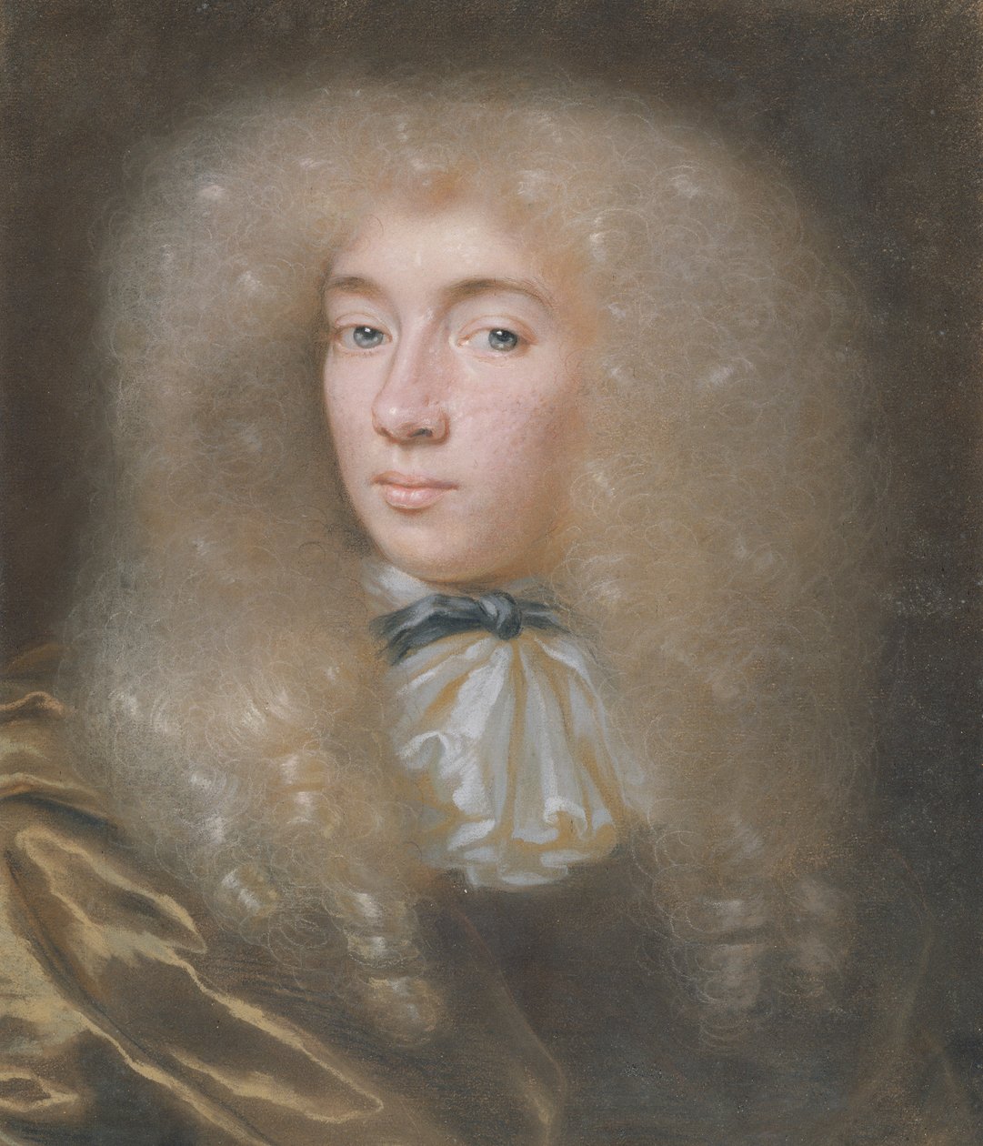 Portræt af en adelsmand (pastel og blyant på papir) (se 146369 for par) af Edmund Ashfield