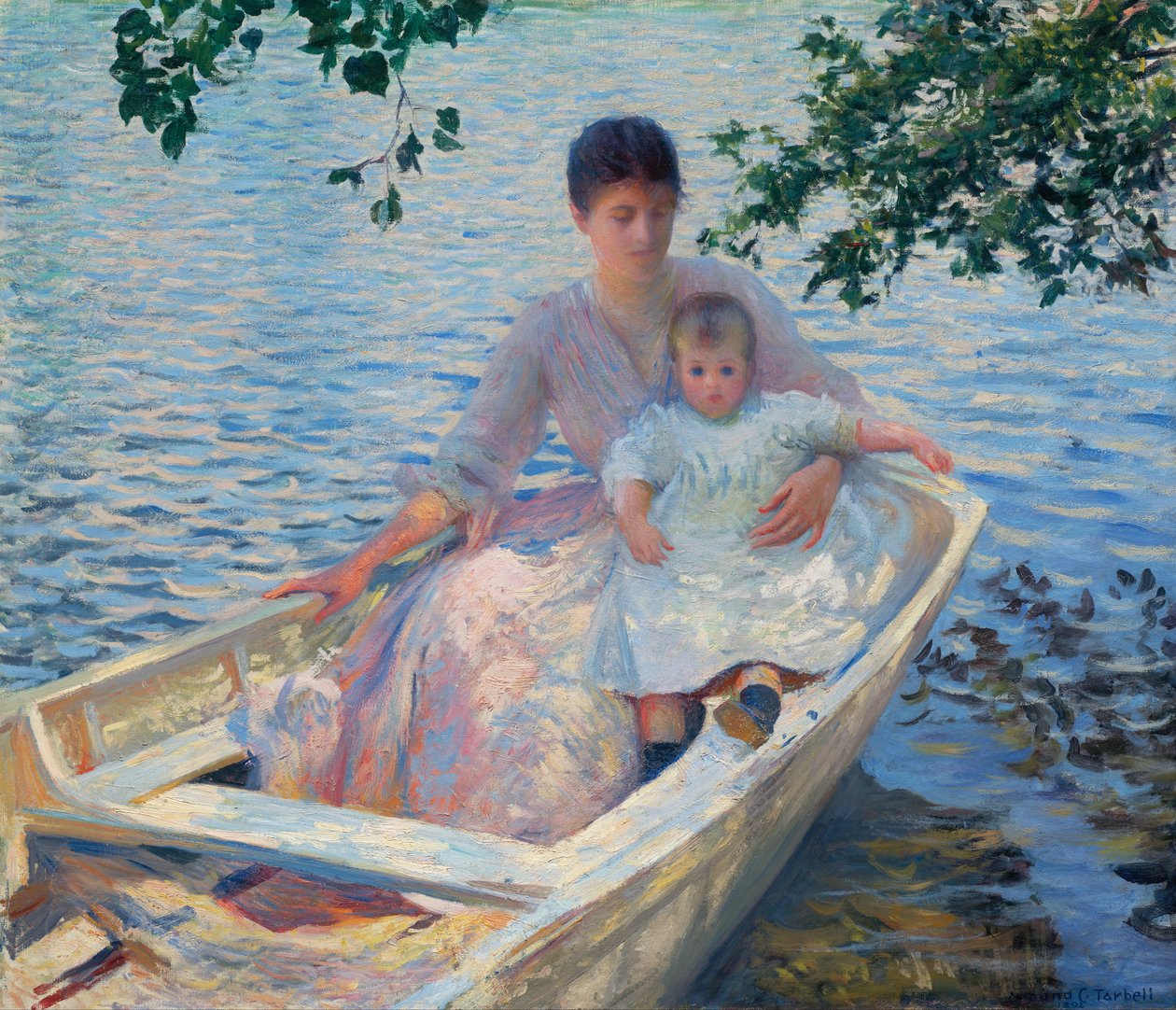 Mor og barn i en båd af Edmund Charles Tarbell