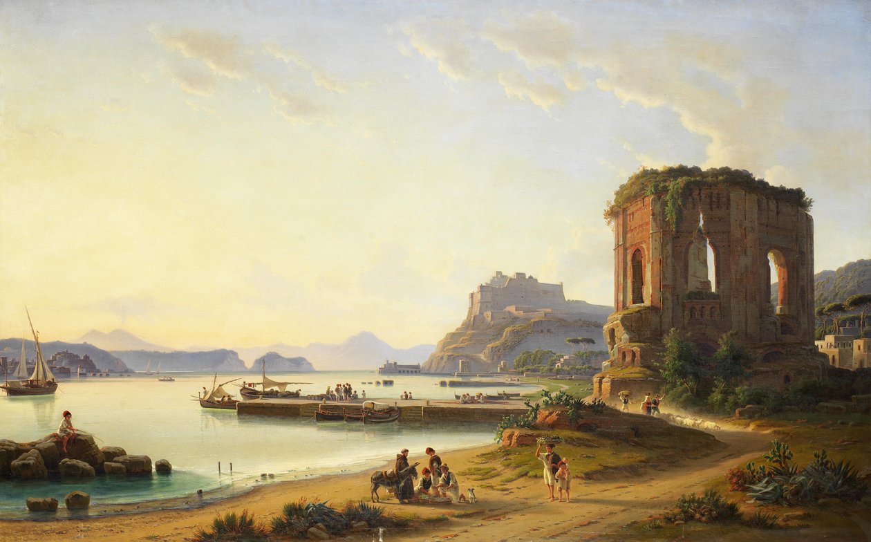 Udsigt over Golfo di Pozzuolo med den gamle havn og slottet af Edmund Hottenroth