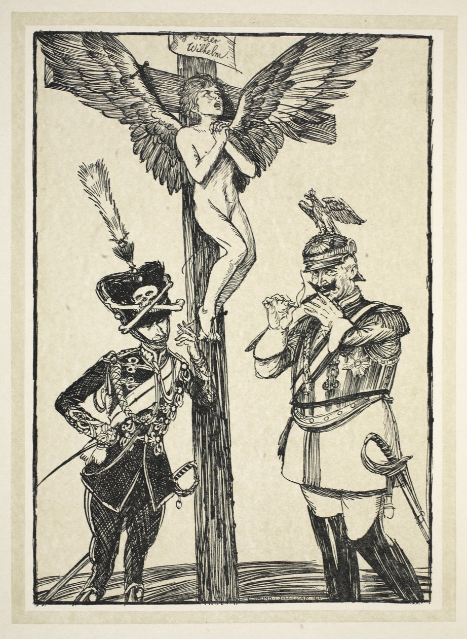 Korsfæstelsen af Belgien, illustration fra The Kaiser