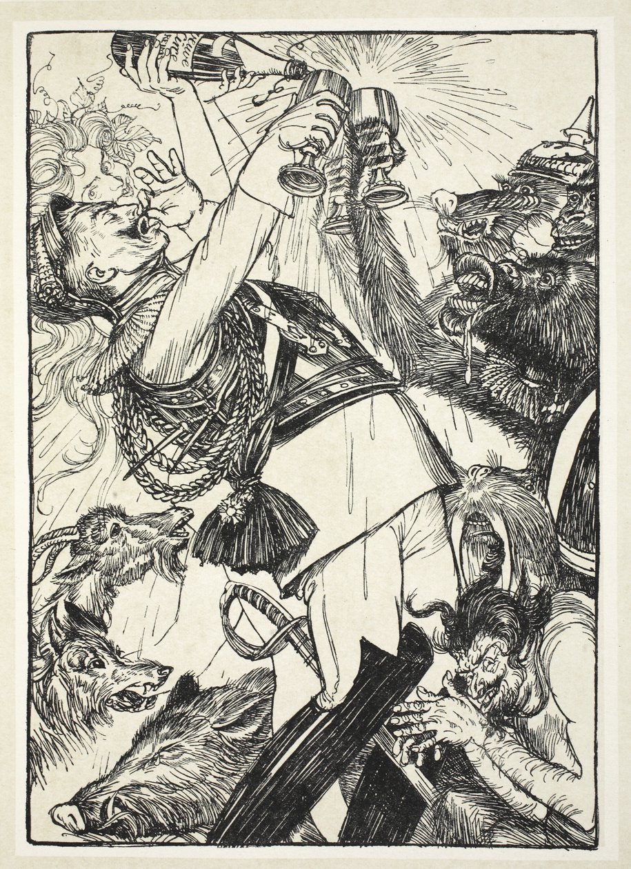 Vinen fra Circe og den preussiske Comus, illustration fra The Kaiser