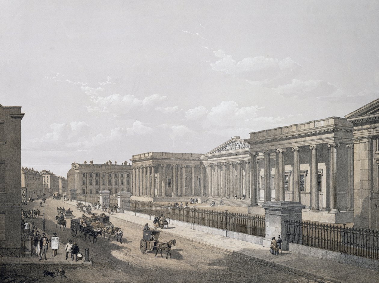 The British Museum, graveret af William Simpson (1823-99), udgivet af William Simpson (1823-99), pub. 1852 af Lloyd Bros. und Co. (litografi) af Edmund Walker