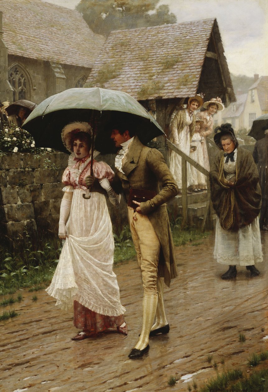 En våd søndagsmorgen, 1896 af Edmund Blair Leighton