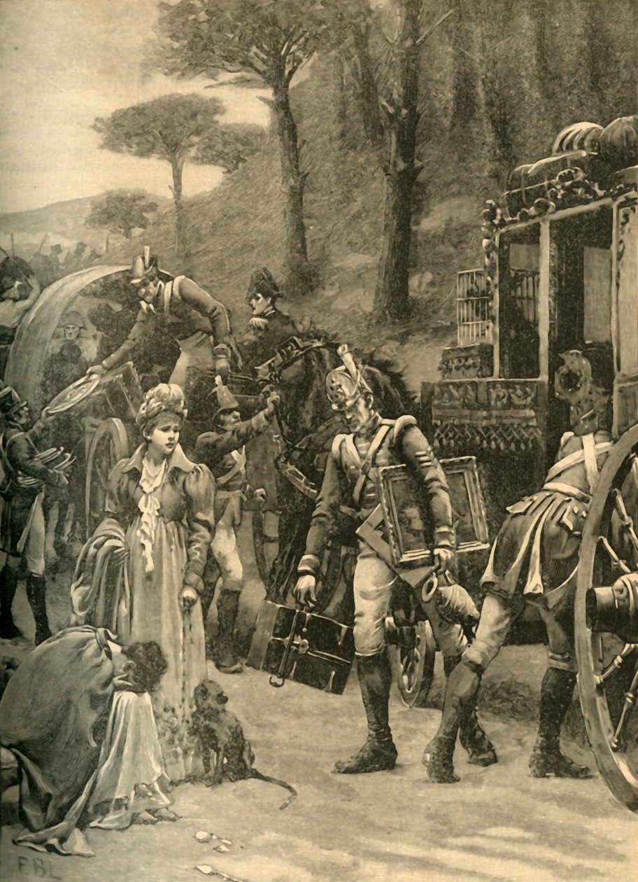 Kong Joseph Bonapartes flyvning fra Vitoria, Spanien, 1813 c1890. af Edmund Blair Leighton