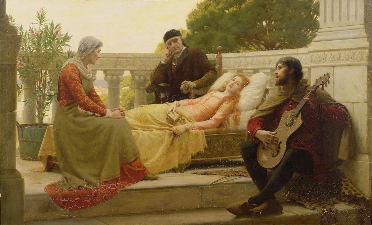 Hvordan Liza elskede kongen, 1890 af Edmund Blair Leighton