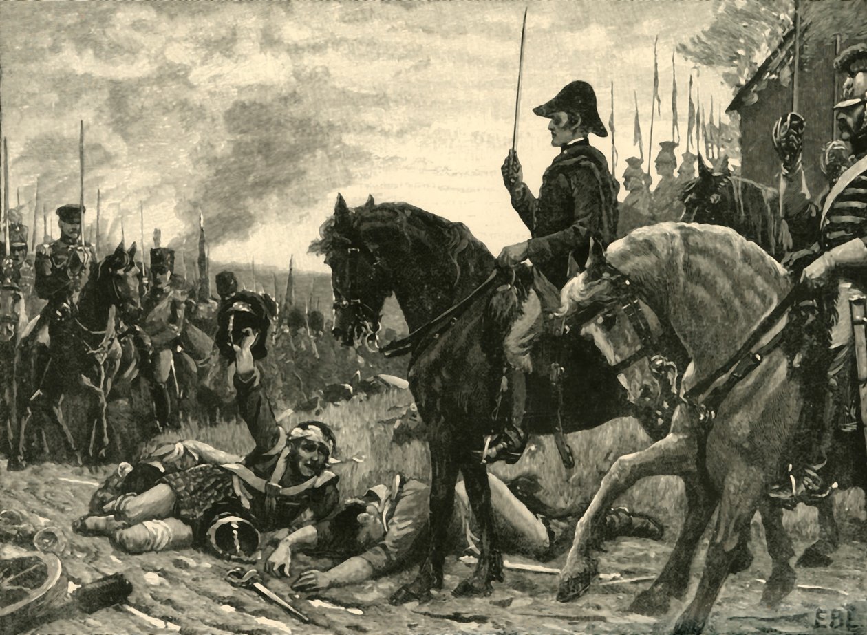 Møde mellem Wellington og Blucher efter slaget ved Waterloo, 1815 c1890. af Edmund Blair Leighton