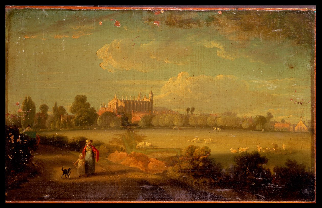 Udsigt over Eton fra spillepladserne, 1822 af Edmund Bristow