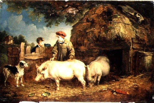 Fodring af grisene af Edmund Bristow