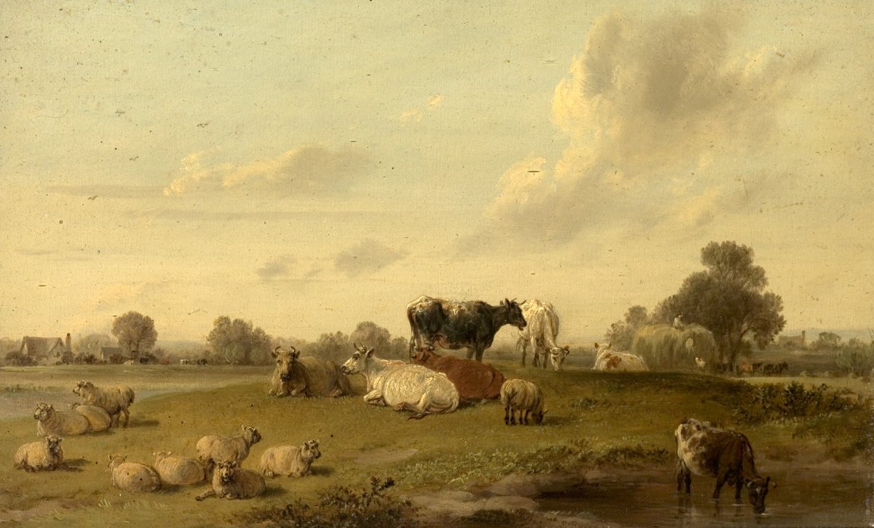 Landskab med kvæg og får af Edmund Bristow