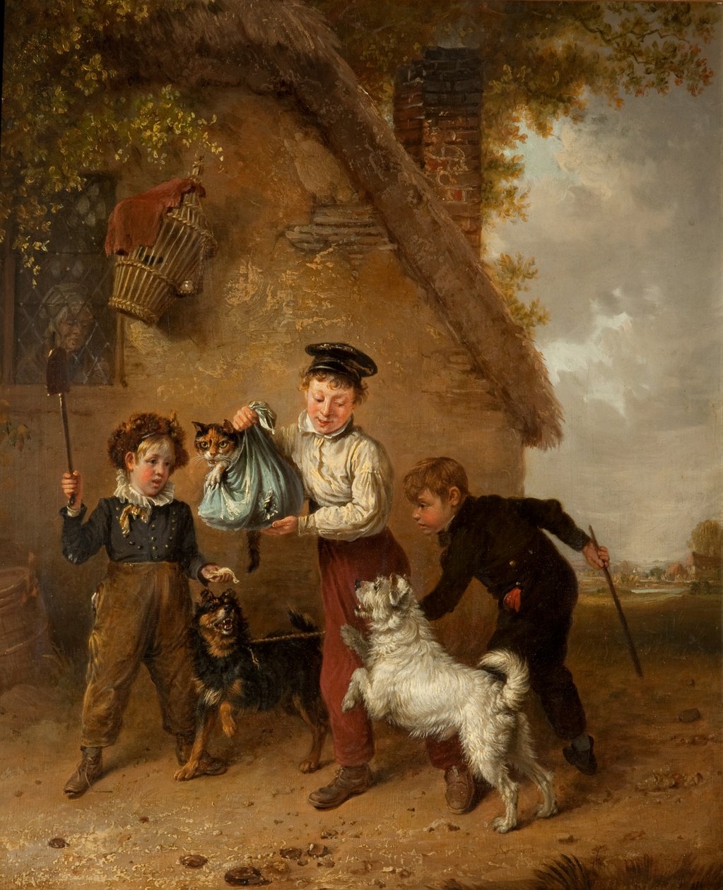 Mischief (olie på panel) af Edmund Bristow
