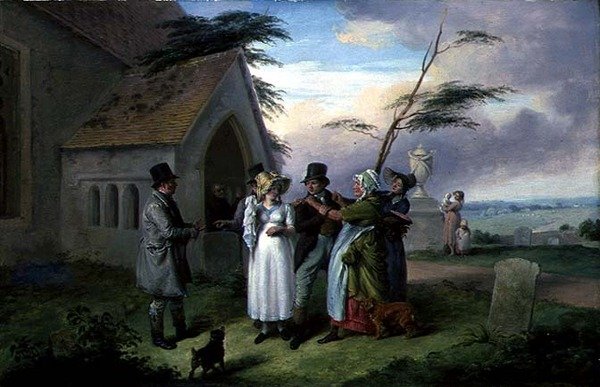 Det afbrudte bryllup (olie på panel) af Edmund Bristow