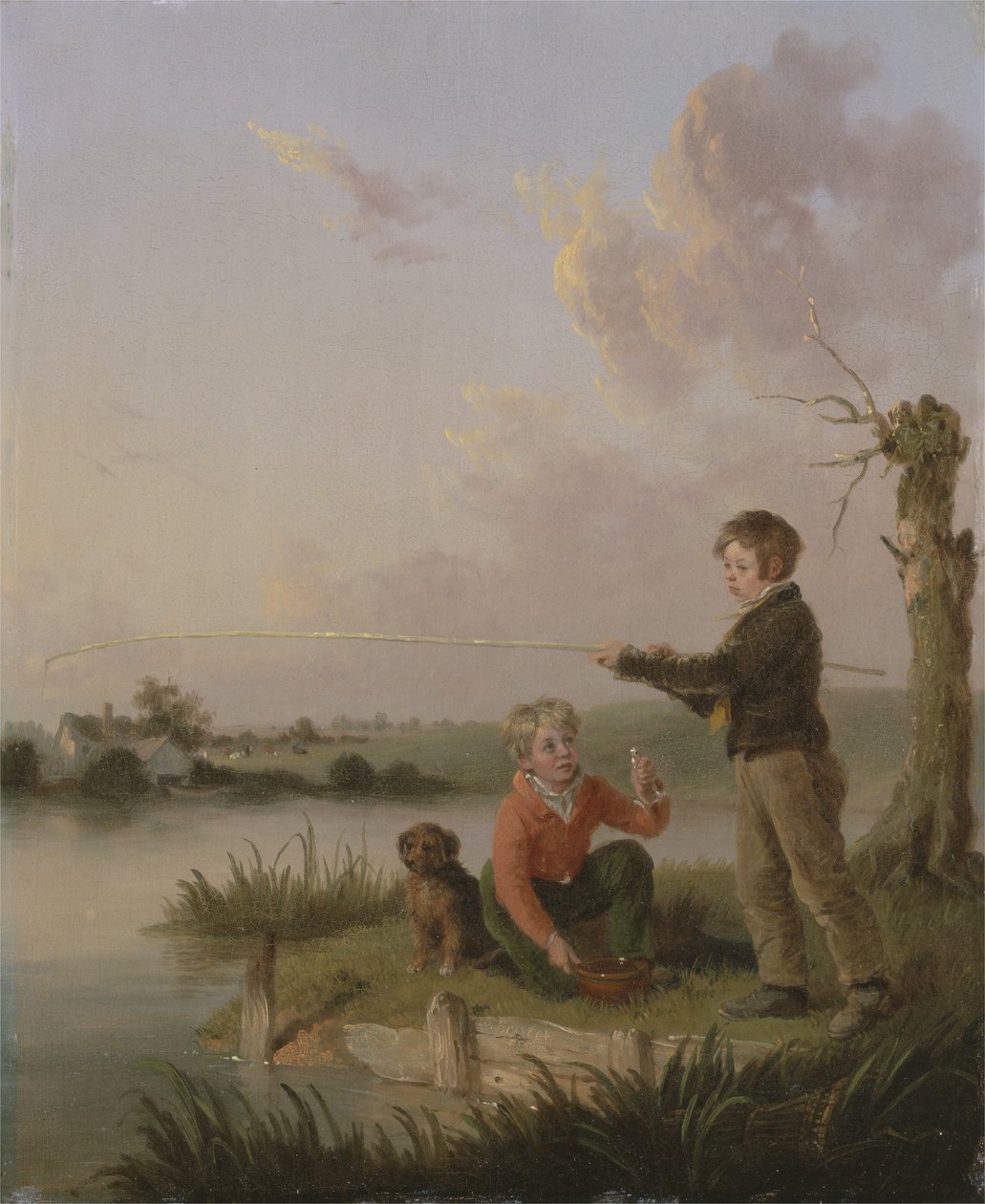 The Young Anglers (olie på panel) af Edmund Bristow