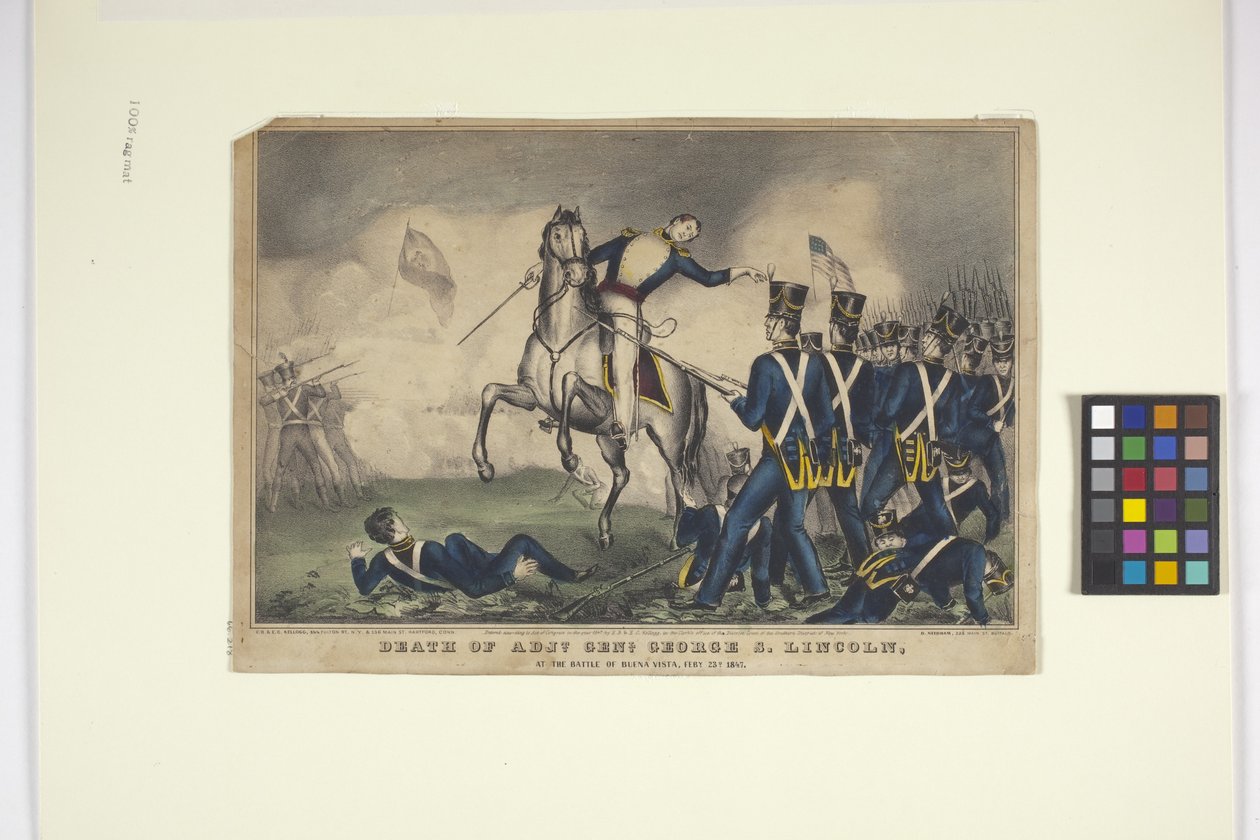 Død af Adj. Genl. George S. Lincoln (håndkoloreret litografi) af Edmund Burke Kellogg