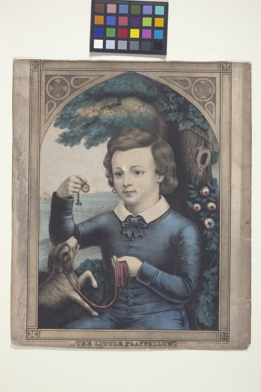 The Little Playfellow (håndkoloreret litografi) af Edmund Burke Kellogg