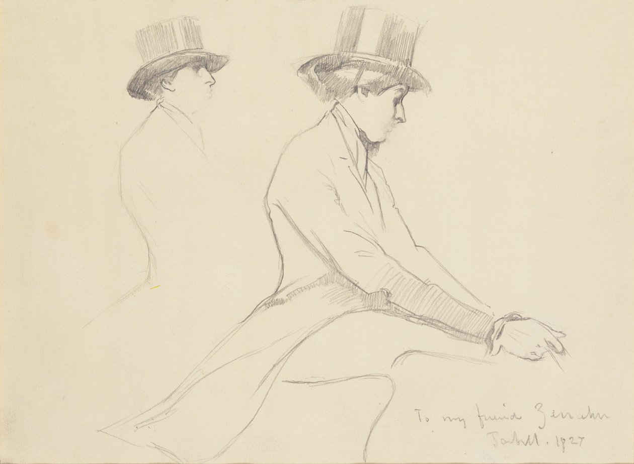Rytterfigurer (blyant på papir) af Edmund Charles Tarbell