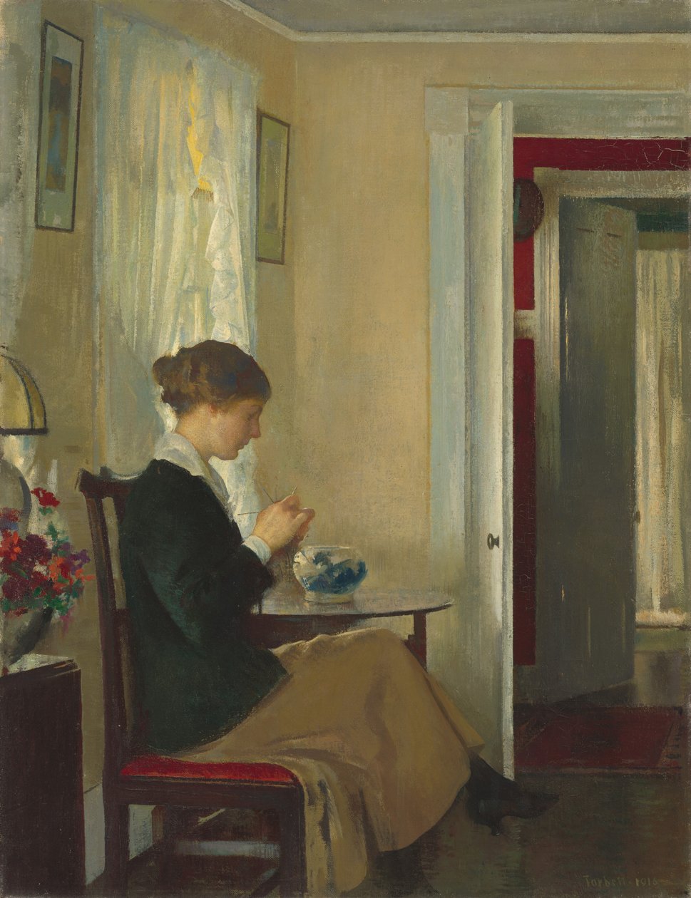 Josephine Knitting, 1916. af Edmund Charles Tarbell