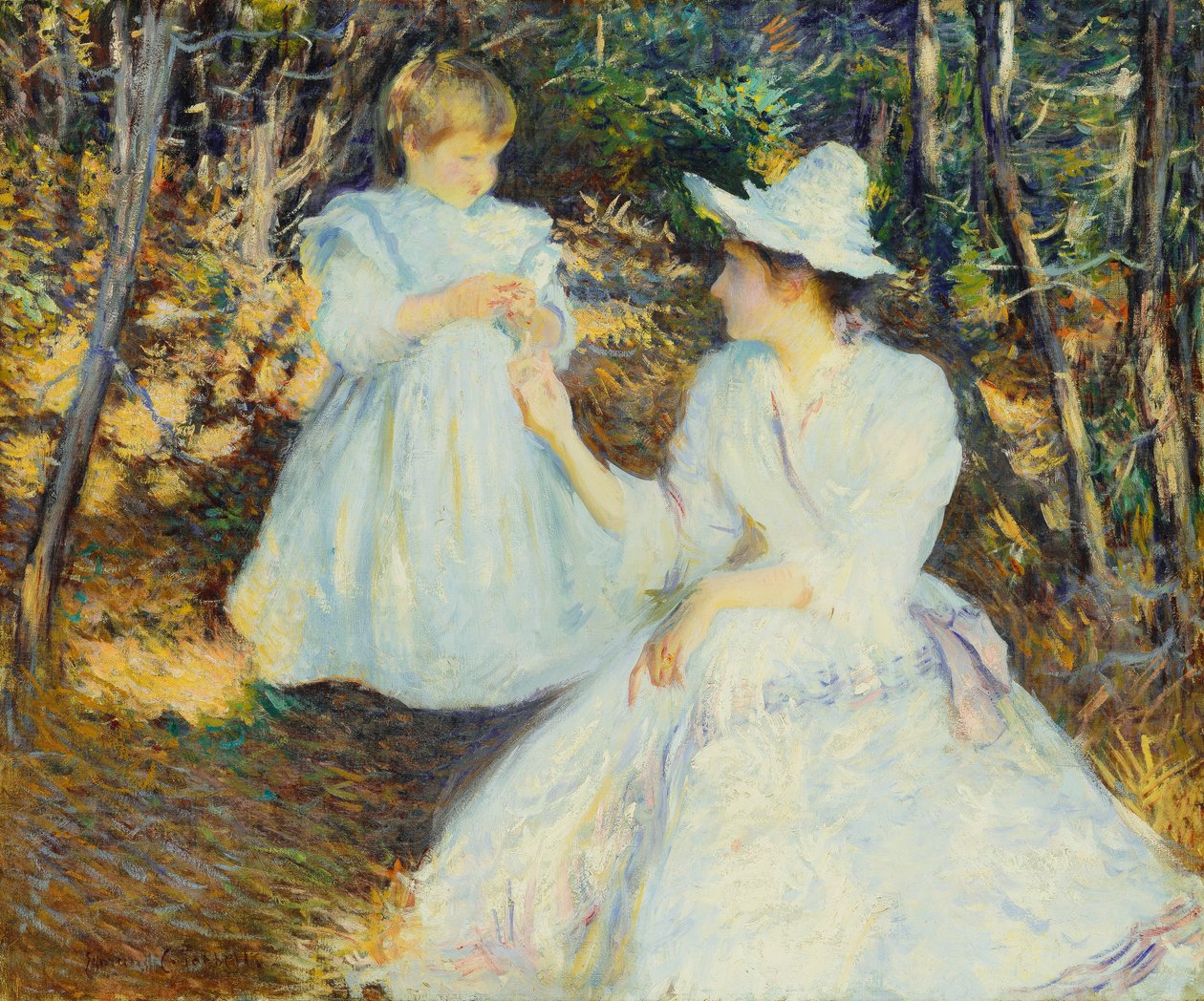 Mor og barn i fyrreskove af Edmund Charles Tarbell