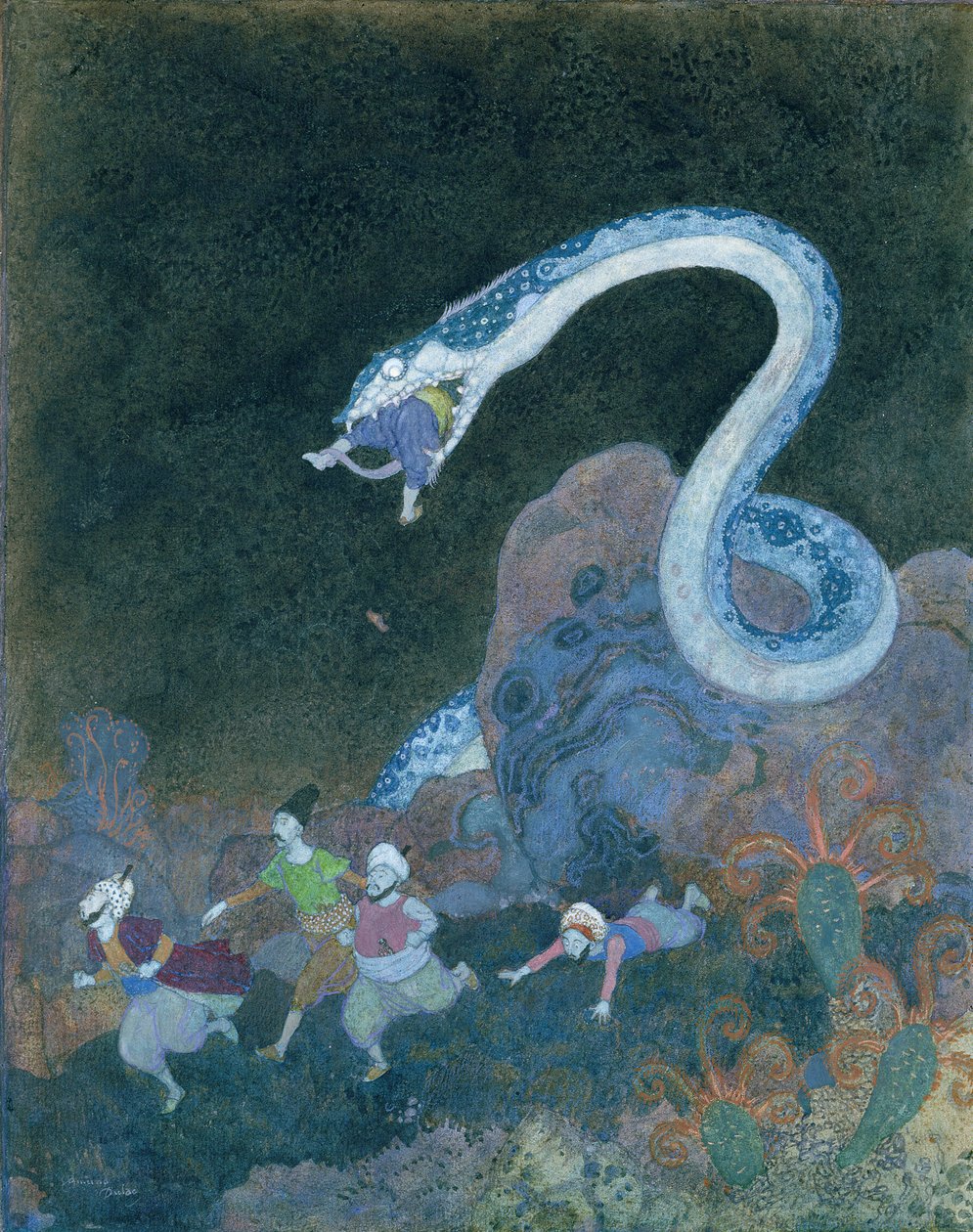 Et serbisk eventyr: Episoden med slangen (akvarel på papir) af Edmund Dulac