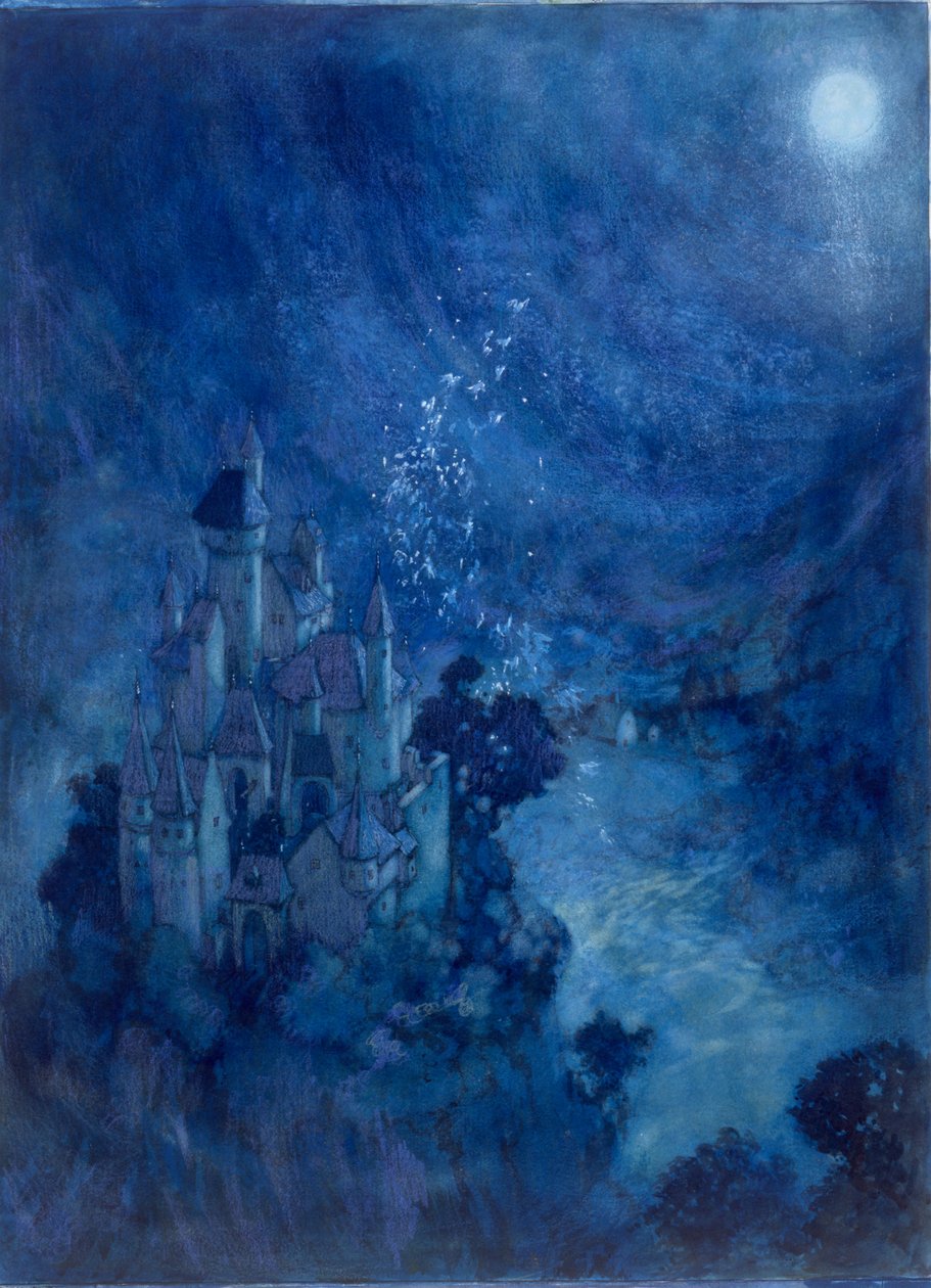 Nocturnal Spires (akvarel på papir) af Edmund Dulac
