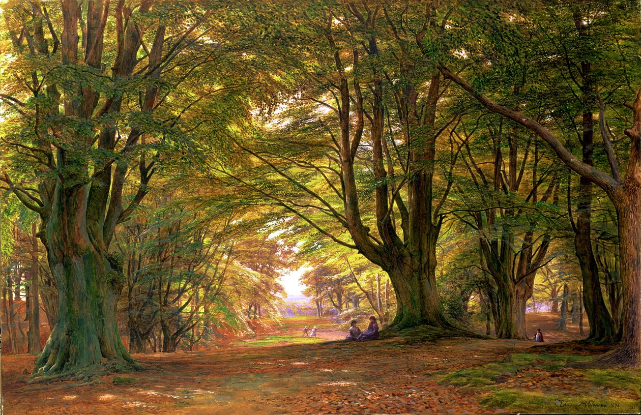 Leger i bøgeskoven, 1876 (wc) af Edmund George Warren