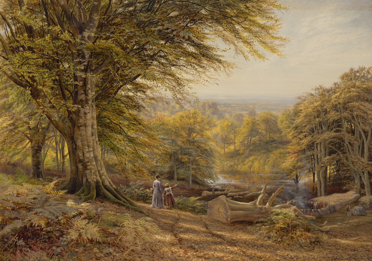 Kulbrænderne nær Weybridge, Surrey, 1870 (wc & kropsfarve på papir) af Edmund George Warren