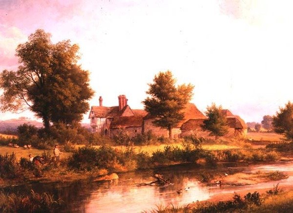Udsigt over Unstead House, nær Bramley af Edmund Gill