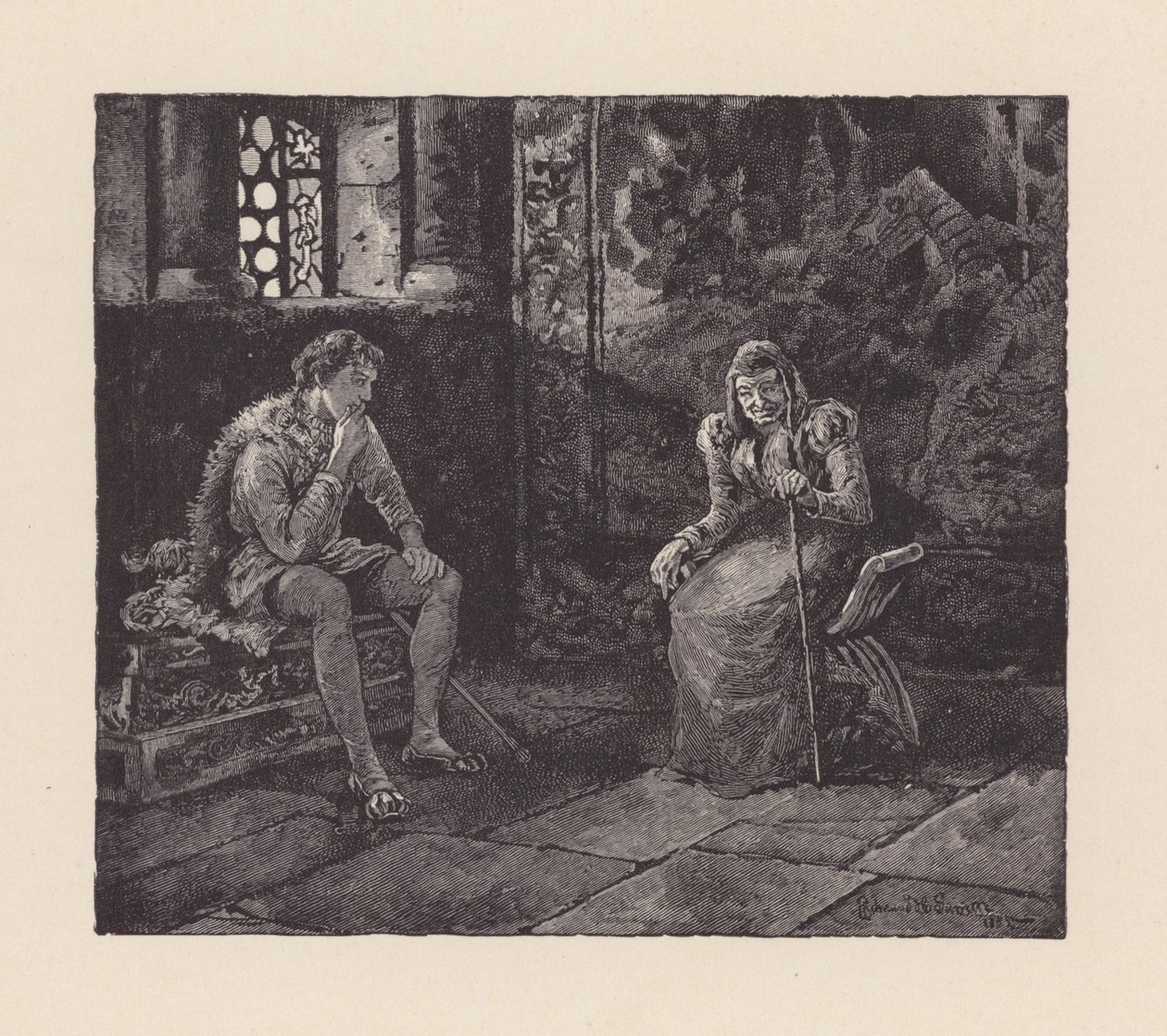 Illustration til The Eve of St Agnes af John Keats (litografi) af Edmund Henry Garrett