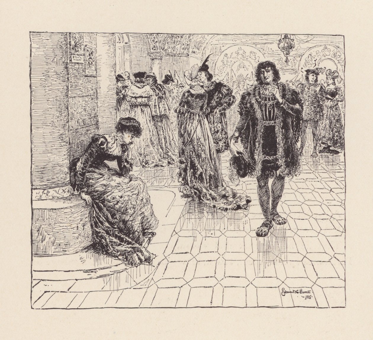 Illustration til The Eve of St Agnes af John Keats (litografi) af Edmund Henry Garrett