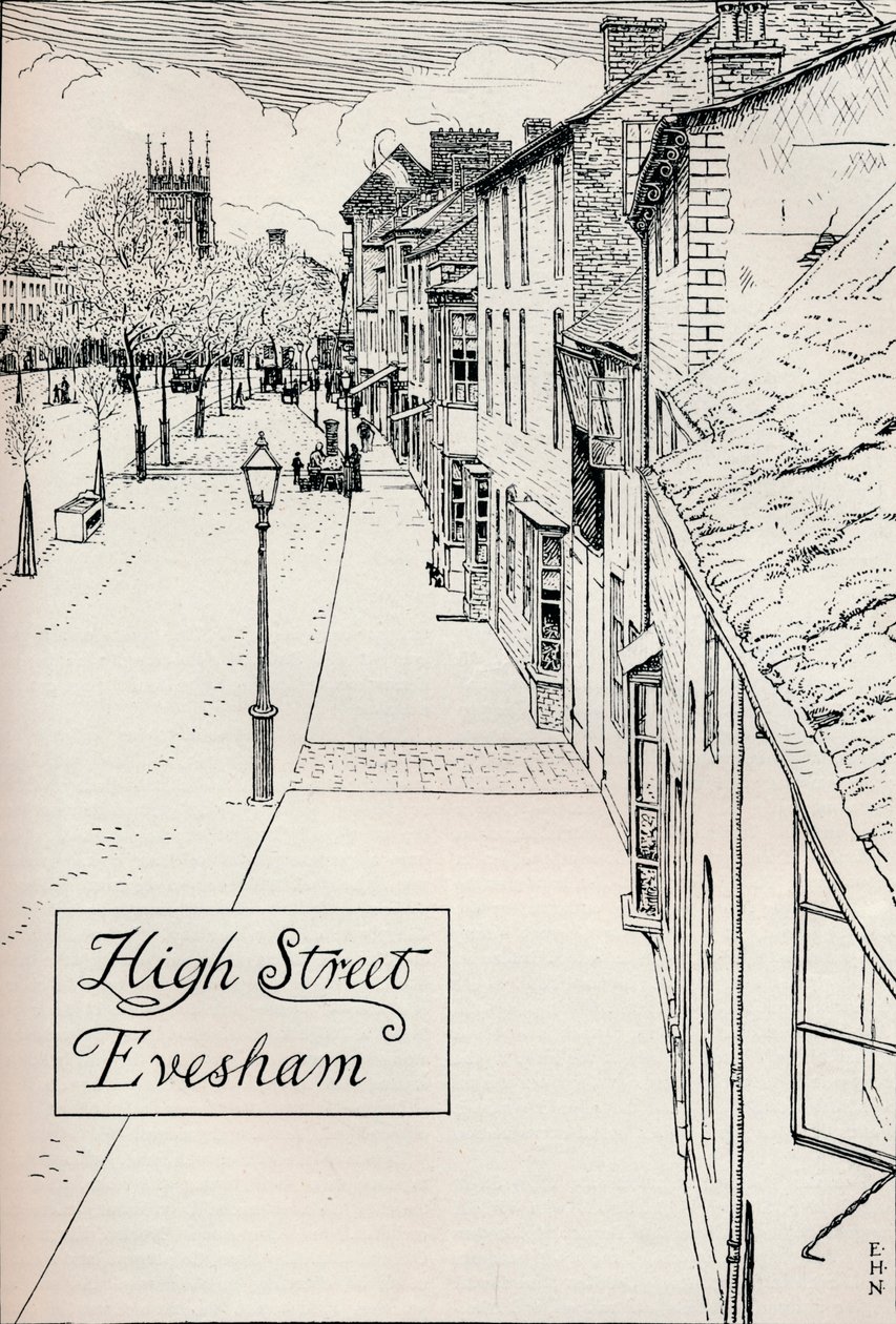 High Street Evesham, 1800-tallet af Edmund Hort New