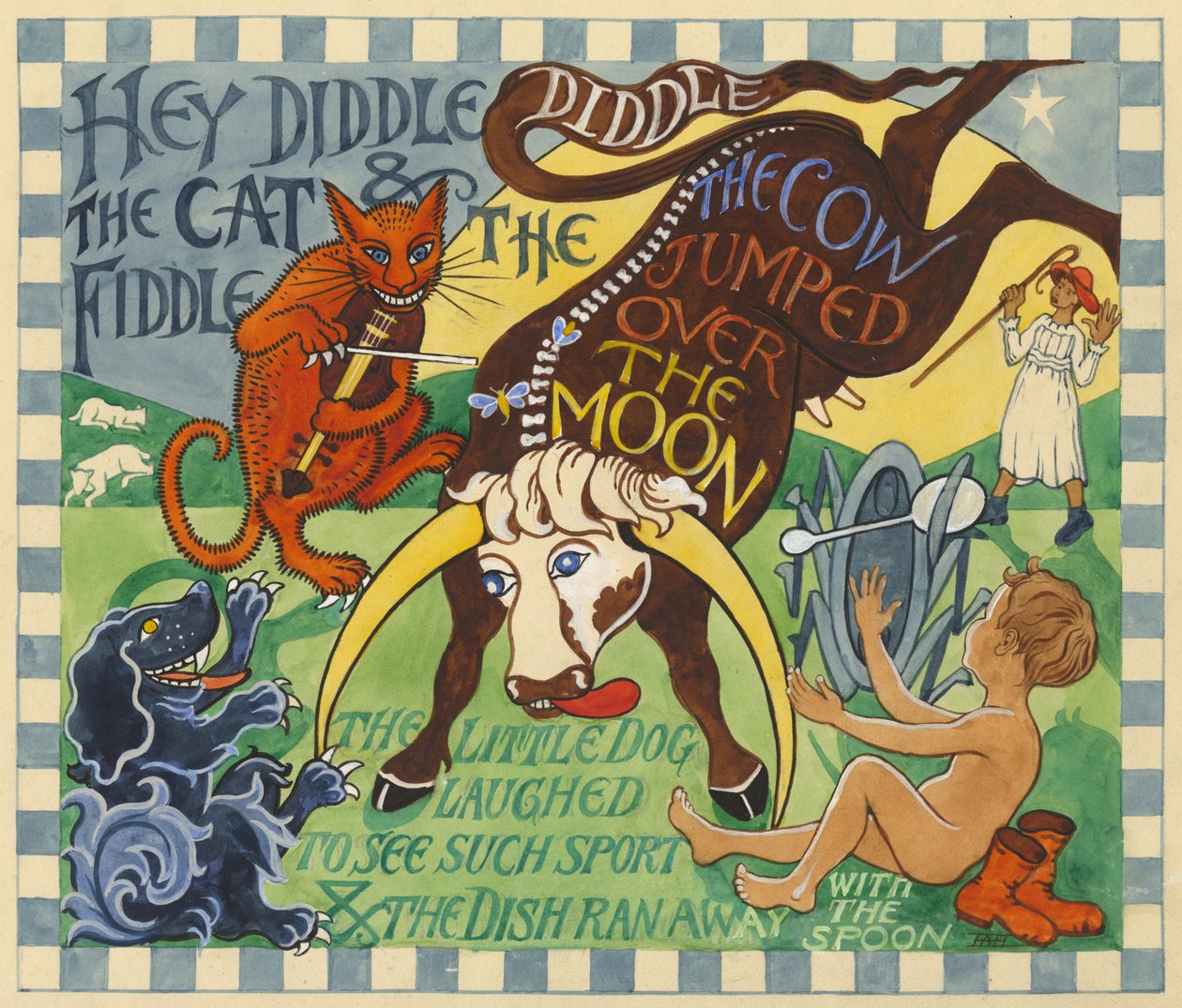 Hey Diddle Diddle, ca. 1935 (gouache på papir) af Edmund Hunter
