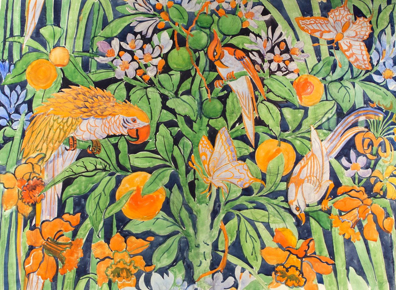 Jungle Chat c1930 (gouache på papir) af Edmund Hunter