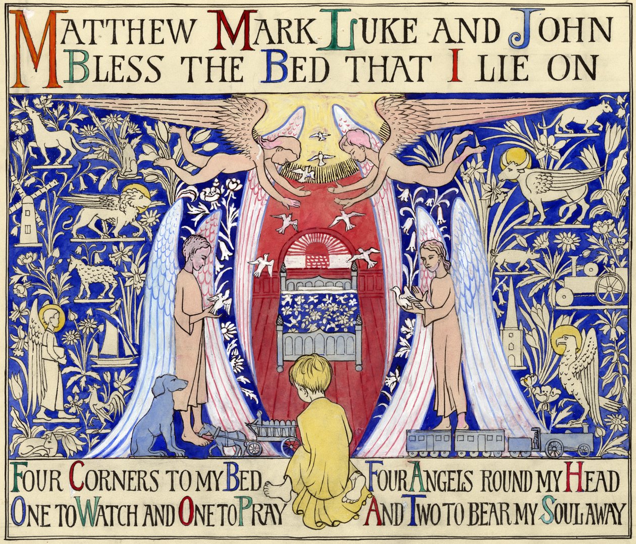 Matthew, Mark, Luke & John, ca. 1935 (gouache på papir) af Edmund Hunter