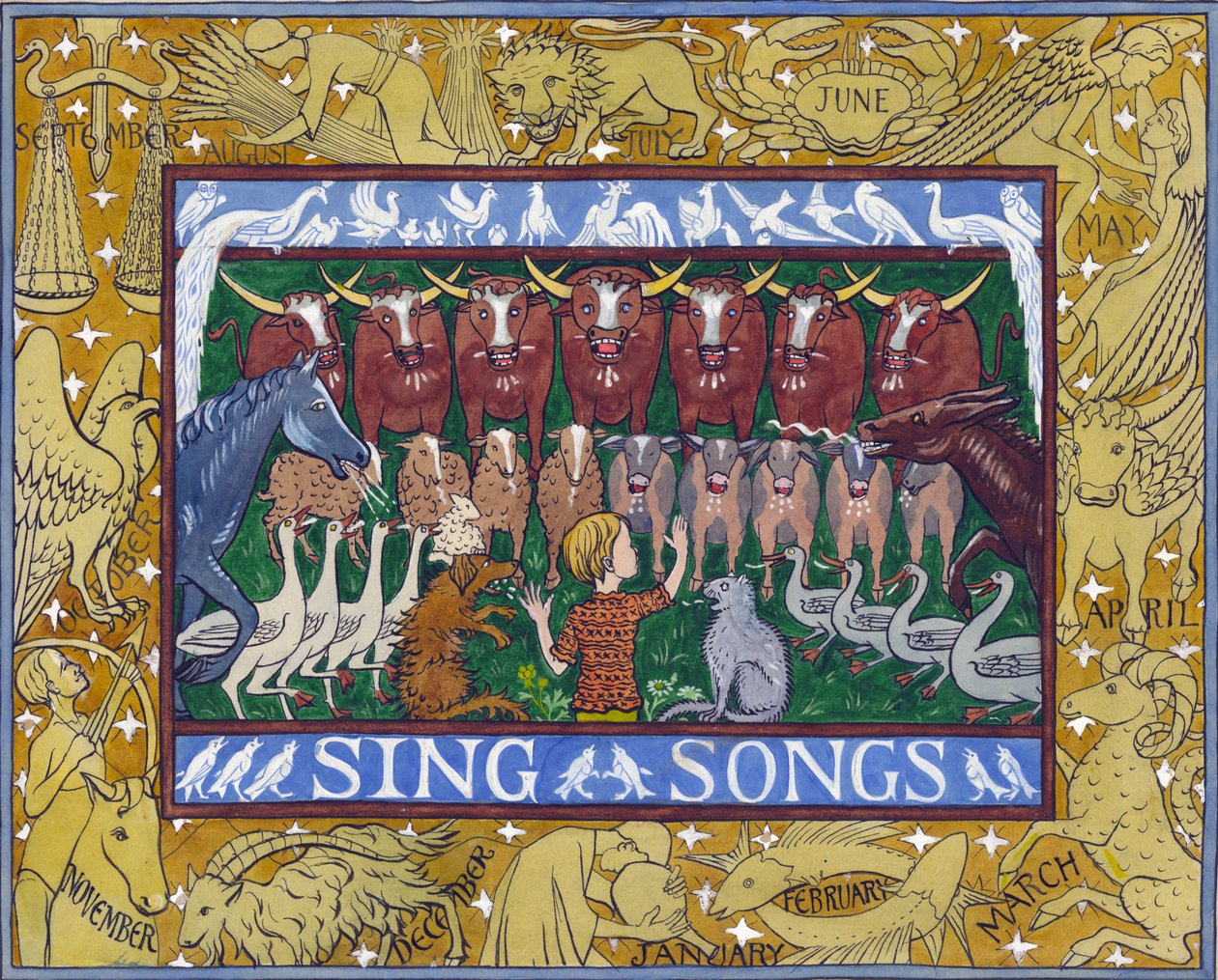 Sing Songs, ca. 1935 (gouache på papir) af Edmund Hunter