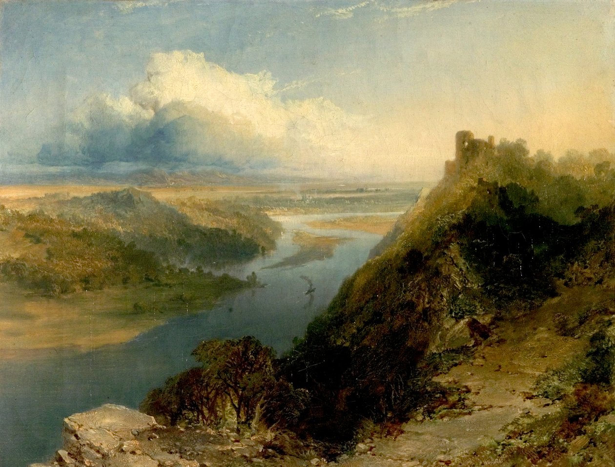 Arundel Castle, West Sussex og Stream, 1855 af Edmund John Niemann