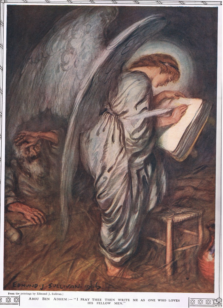 Abou Ben Adhem og englen, fra "Bibby Annual", udgivet i 1917 af Edmund Joseph Sullivan