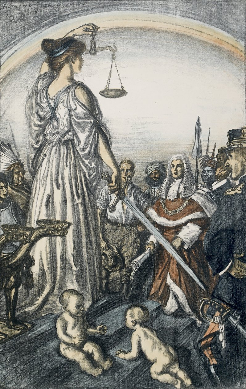 The Reign of Justice, 1917 (litografi) af Edmund Joseph Sullivan