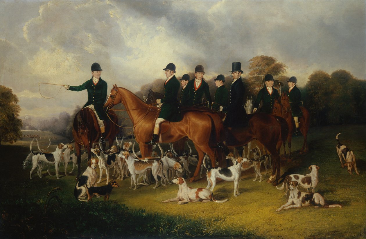 Beaufort-jagten på badminton med W.Long på Wandering Boy (olie på lærred) af Edmund Jr Havell
