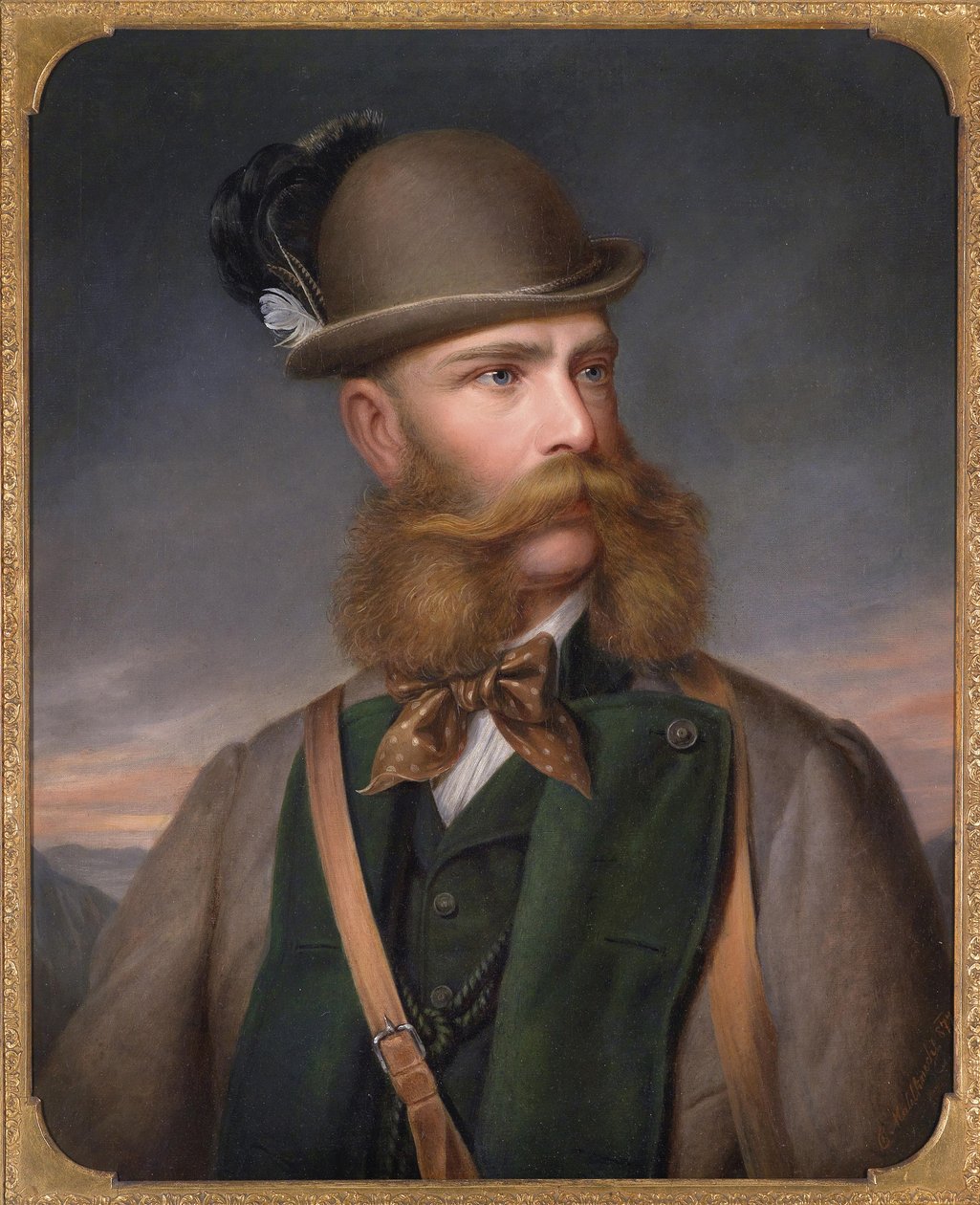 Portræt af Franz Joseph I af Østrig i jagtdragt, 1877 af Edmund Mahlknecht