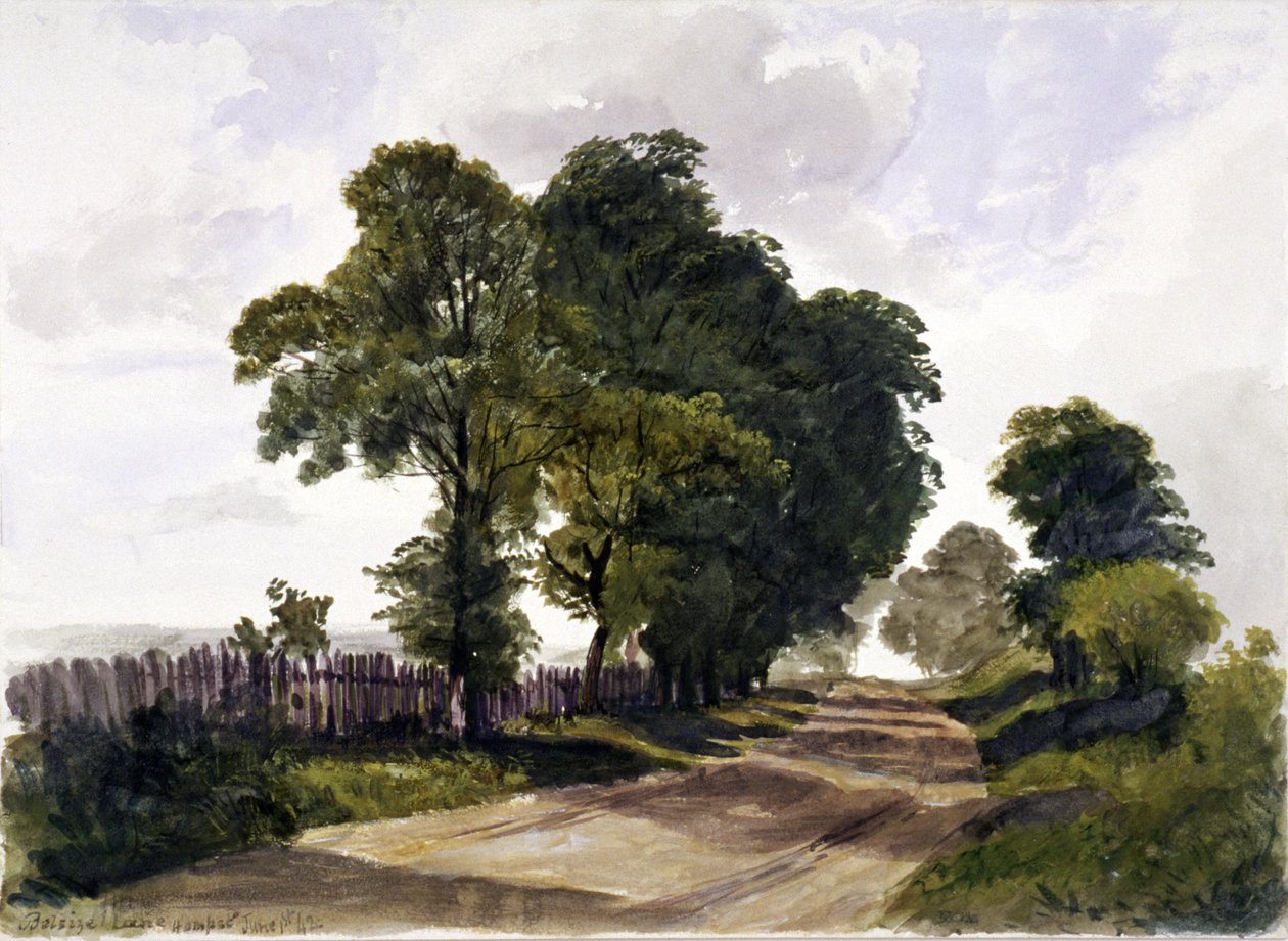 Belsize Lane, Hampstead, London, 1842 af Edmund Marks