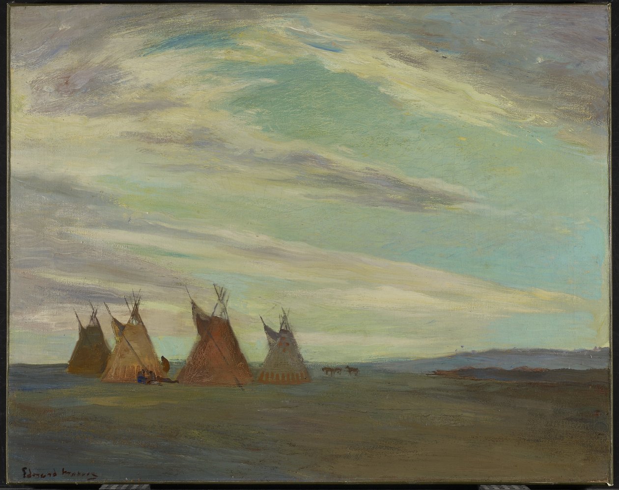 Indian Campment on Prairie, slutningen af det 19.-begyndelsen af det 20. århundrede af Edmund Montague Morris