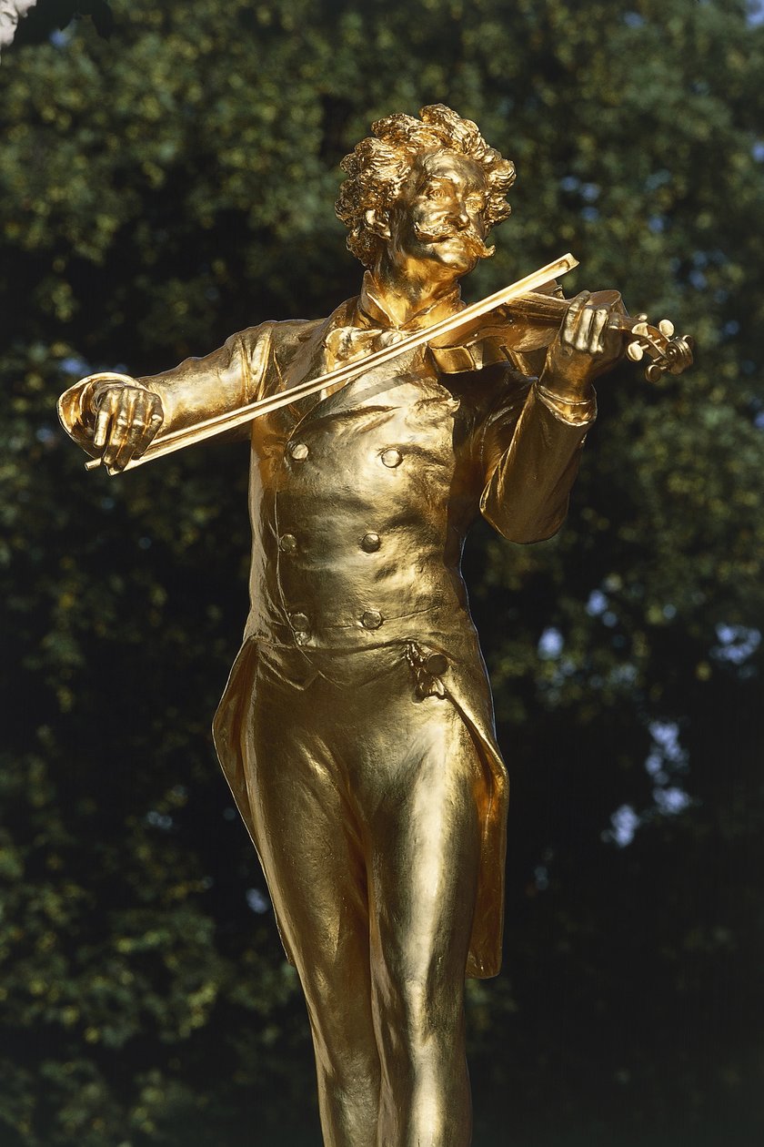 Statue af en musiker, Johann Strauss Statue, Wien, Østrig af Edmund Ritter von Hellmer