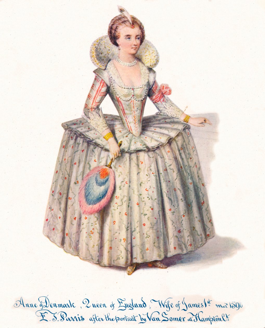 Anne af Danmark, dronning af England, kone til James 1., 19. århundrede. af Edmund Thomas Parris