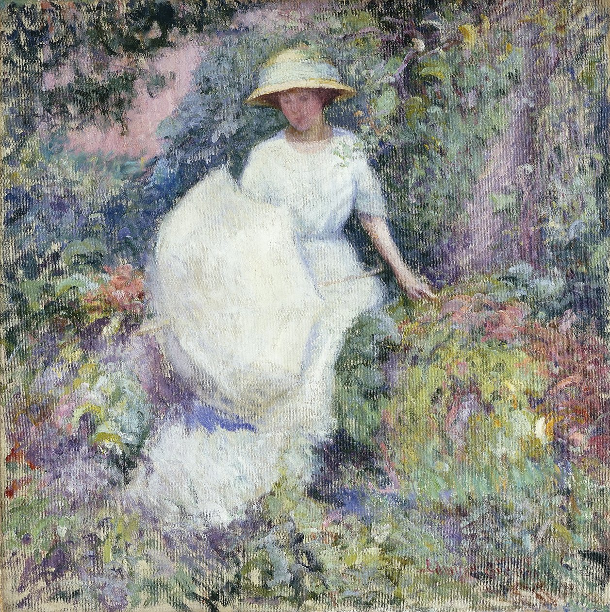 Pige med parasol (olie på lærred) af Edmund William Greacen