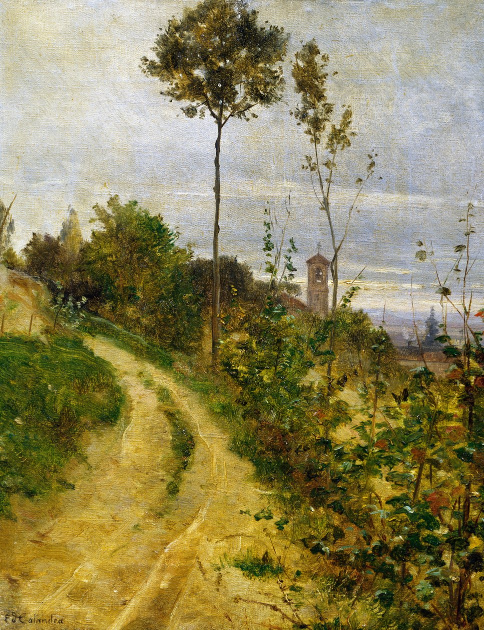 Hill road (olie på lærred) af Edoardo Calandra