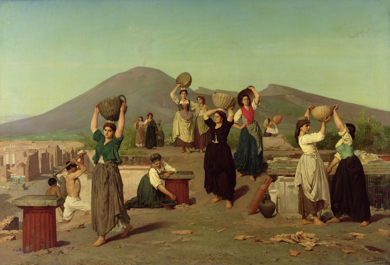 Udgravningerne i Pompeji, 1865 af Edouard Alexandre Sain