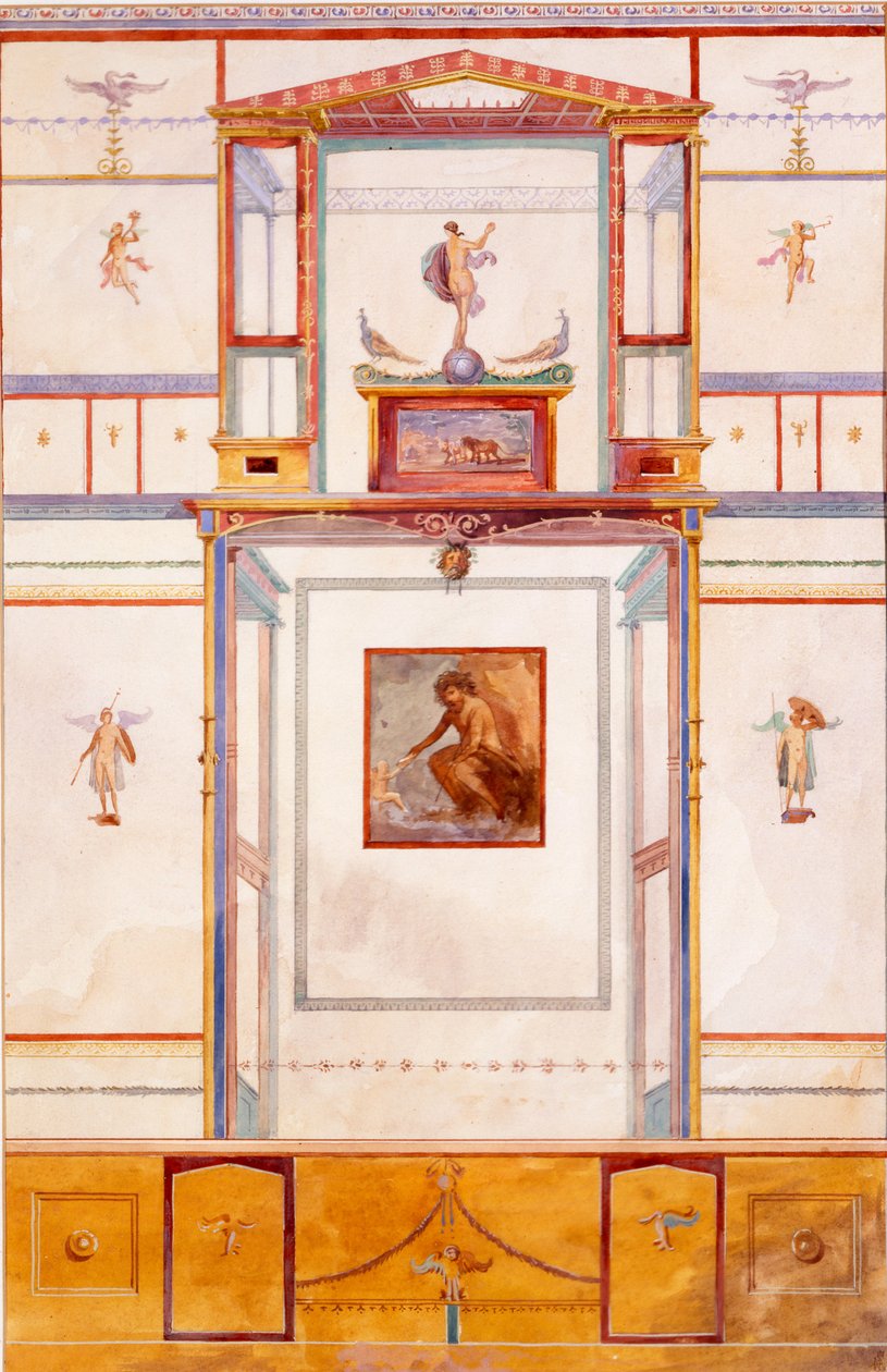 Diptykon med den kæmpe polyfem, vægdekoration fra huset af Dominus M Lucretius, Pompeji af Edouard Clerievanse