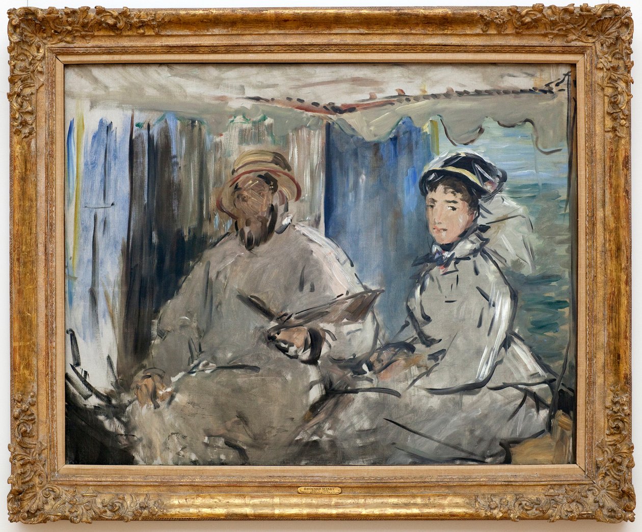 Claude Monet med sin kone Camille, 1874 af Édouard Manet