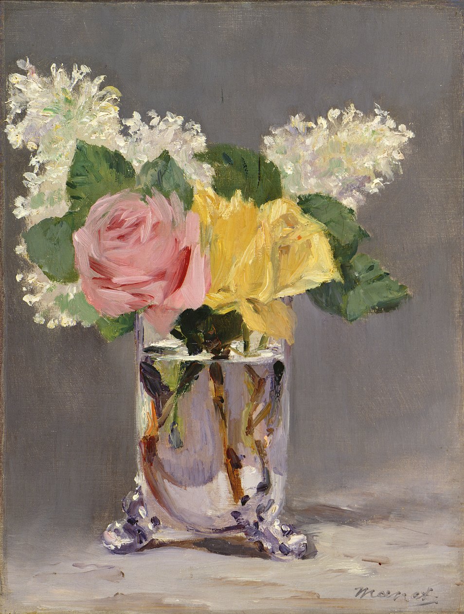 Syrener og roser, 1880 af Édouard Manet
