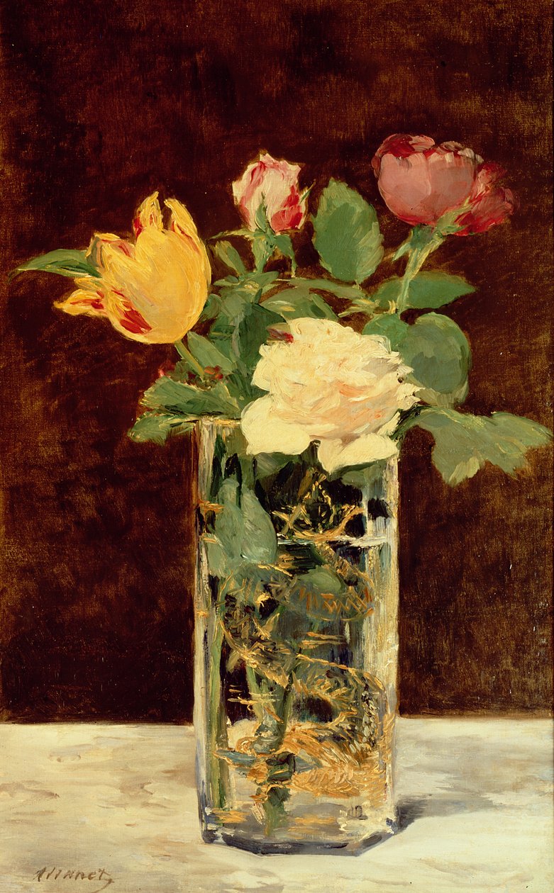 Roser og tulipaner i en vase, 1883 af Édouard Manet