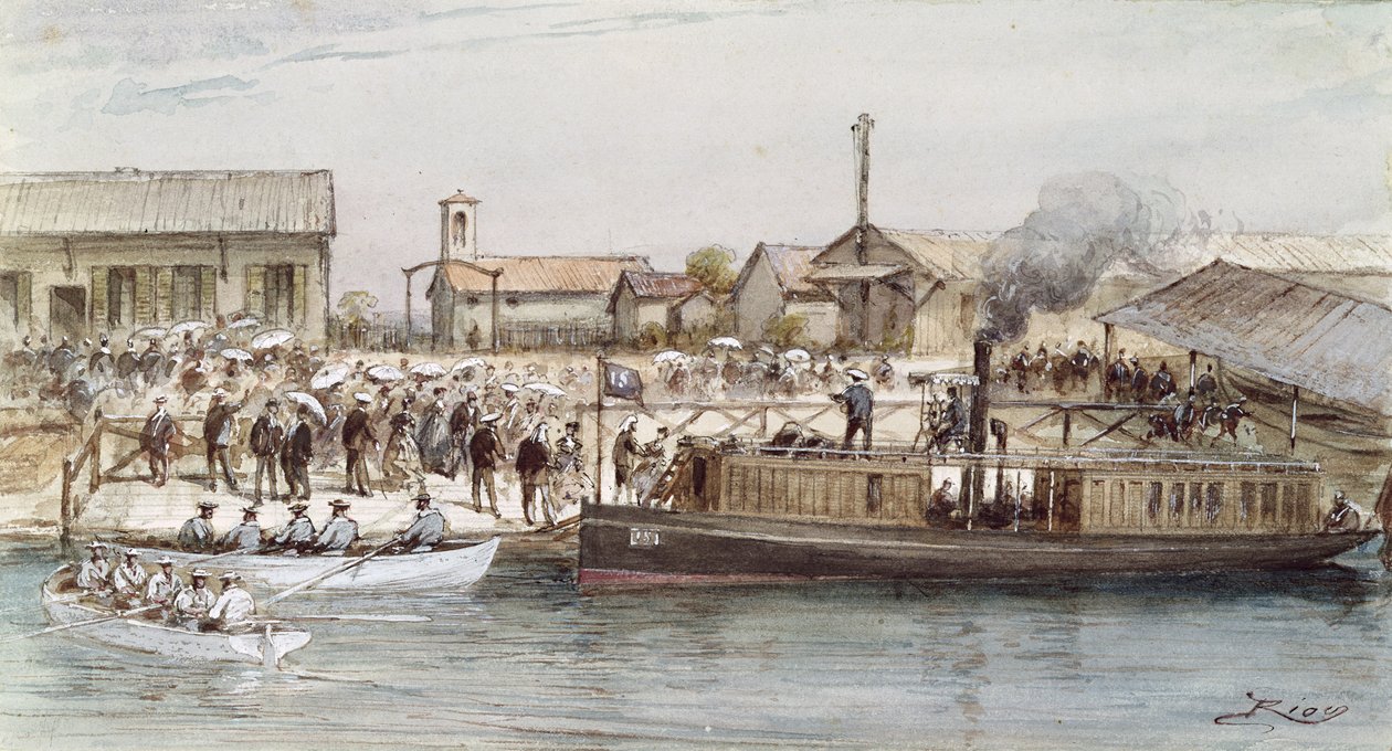 Indvielsen af Suez-kanalen af kejserinde Eugenie (1826-1920) 17. november 1869 af Edouard Riou